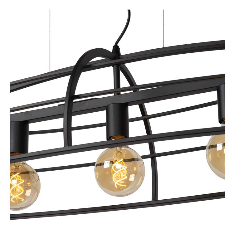 Lucide DIKRA - Hanglamp - 5xE27 - Zwart