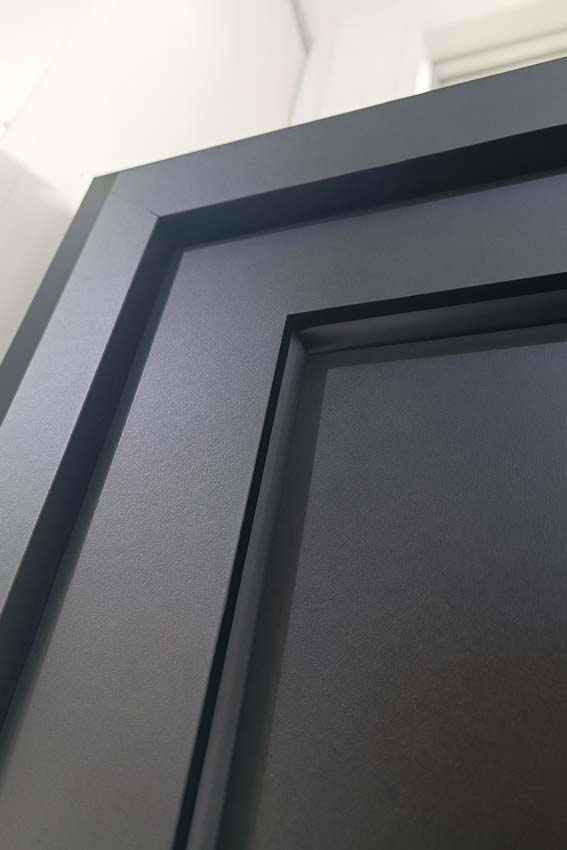 Porte extérieure Tavira en aluminium panneau plat anthracite 960x2180mm poussant à gauche