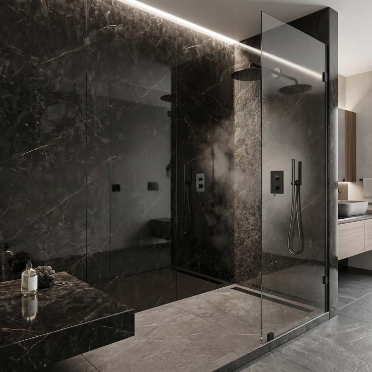 Panneau mural PVC marbre noir 120x280x0,3cm
