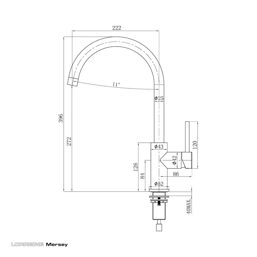 Robinet de cuisine Lorreine Mersey gunmetal