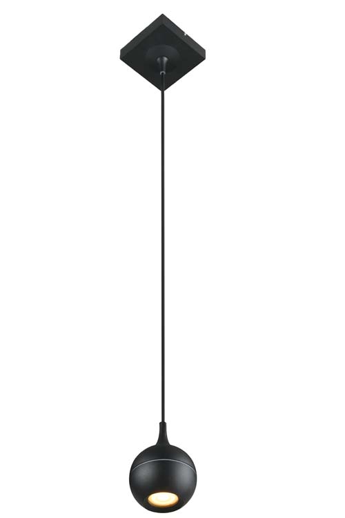 Lucide FAVORI - Hanglamp Badkamer - Ø 9 cm - 1xGU10 - IP44 - Zwart