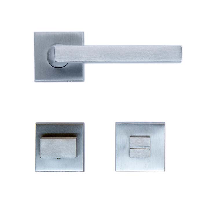 Poignée de porte pro erice chrome brossé avec serrure toilette
