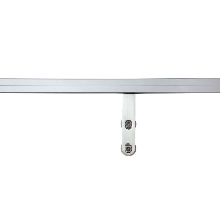 Complete glazen schuifdeur Sky Day helder 93x215cm inox vierkante trekker + rail aluminium