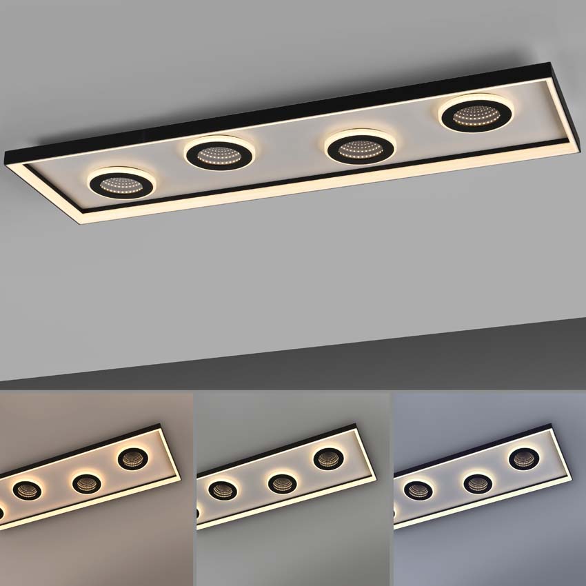 Plafonnier - noir - 100x30cm - dimmable - 32W - 2700-5000K - avec télécommande