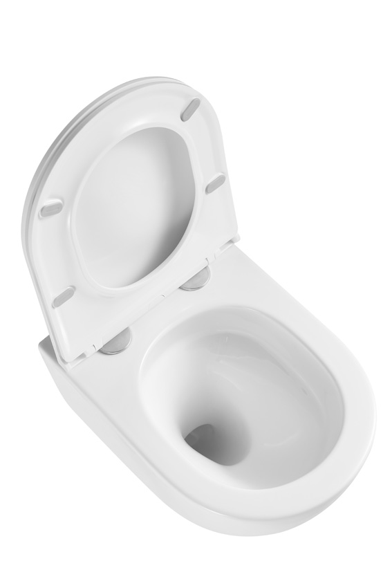 Toilette suspendue Linus sans rebord flush tornade blanc brillant avec abattant WC inclus