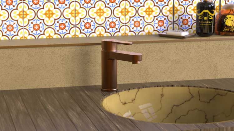 Wastafelkraan Egon mat koper