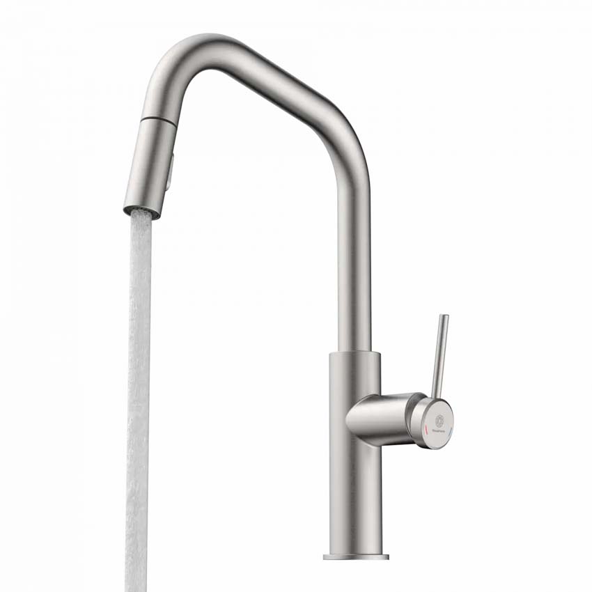 Robinet de cuisine Wasserwerk WK 13 Edge aspect inox avec bec extractible