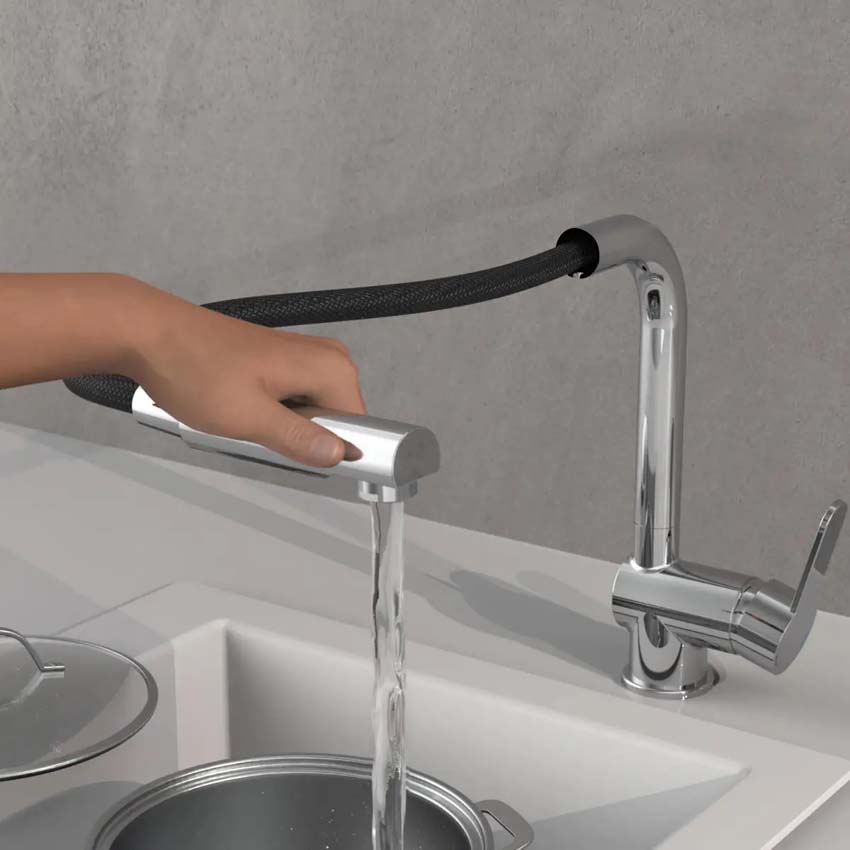 Robinet de cuisine Levi chrome avec bec extractible