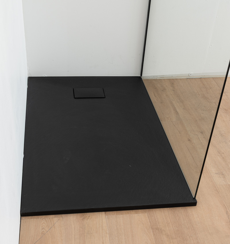 Douchebak Moby SMC mat zwart leisteenlook 120x80cm