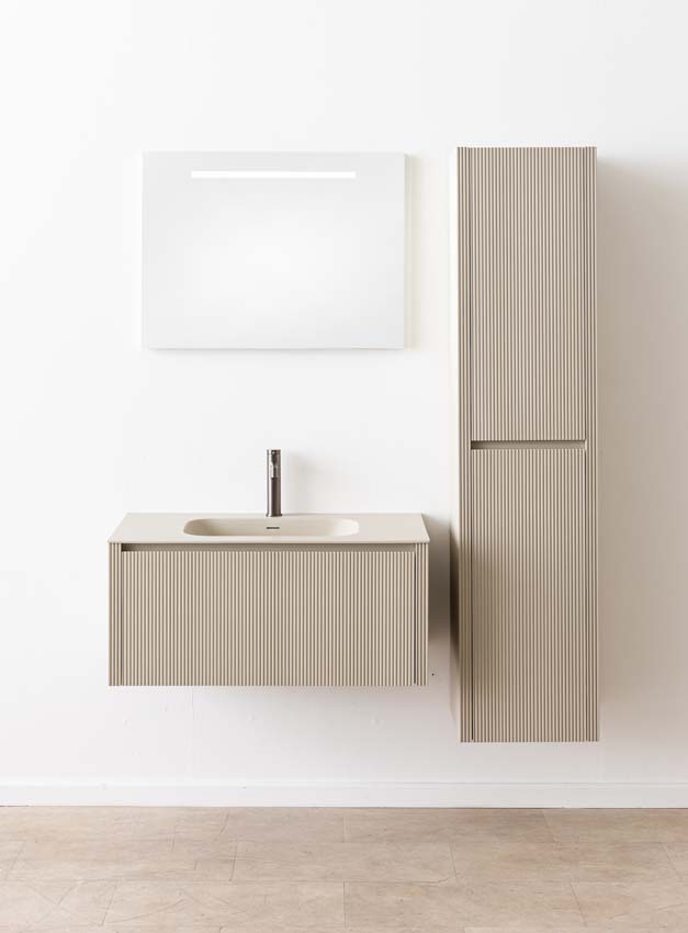 Badkamermeubel Amelia rookgrijs met enkele wastafel mat 90cm