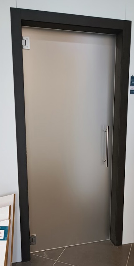 Complete glazen binnendeur Skyline Night mat 83x201cm inox ronde trekker + scharnieren