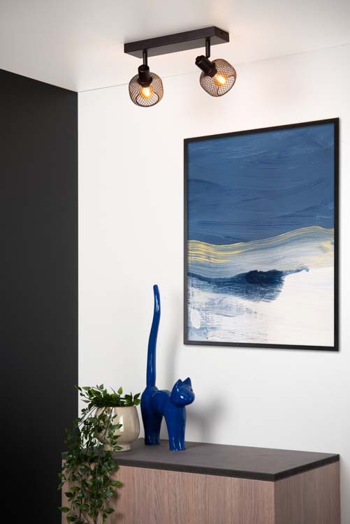 Plafonnier - noir - 31x14,5x14cm - dimmable - 2xE14 - 25W