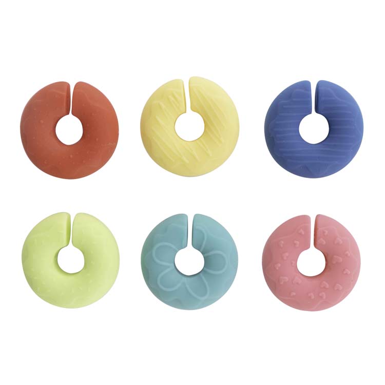 Glasmarkers Dotz set van 6 stuks siliconen donut