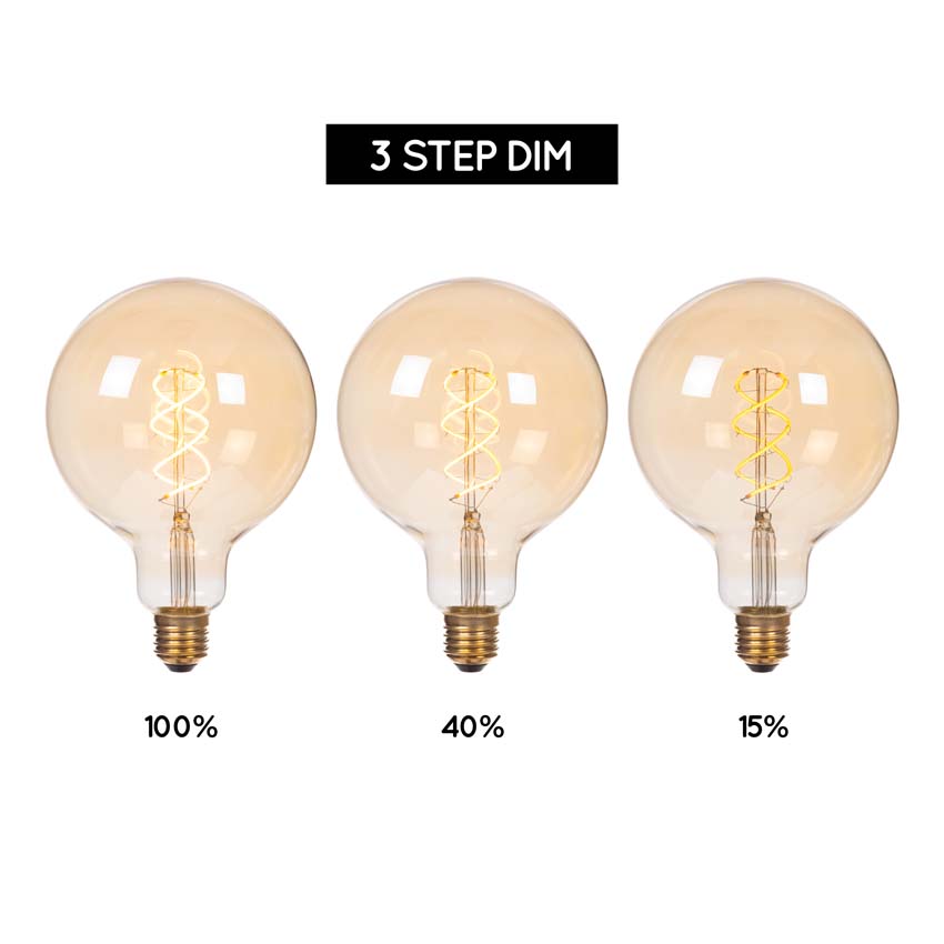 Lucide ST64 - Filament lamp - Ø6,4cm - LED 3 StepDimbaar (Memory) - E27 - 1x4,9W 2200K - Amber