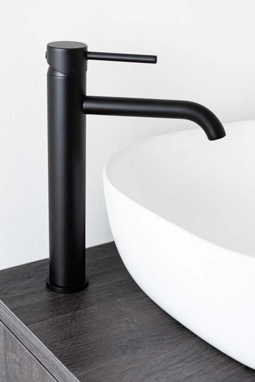Robinet de lavabo Maddi noir mat surélevé