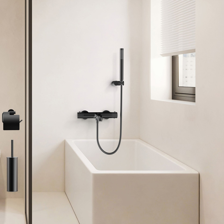 Bad-douchekraan Vera thermostatisch mat zwart