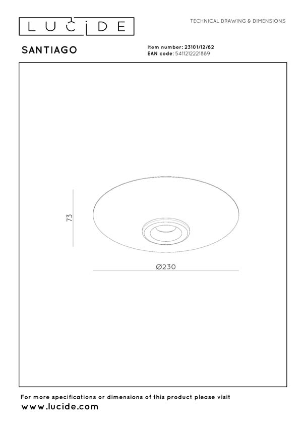 Lucide Premium Santiago - Plafonnier - Ø23cm - LED dimmable - CCT - 1x10W 2700K/4000K - Ambré