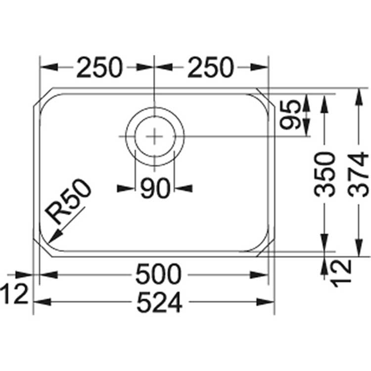 Spoelbak Franke Largo inox 50x35cm