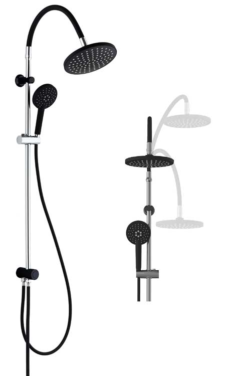 Set de douche avec douche principale Fons chrome/noir Set de douche avec douche principale Fons chrome/noir
