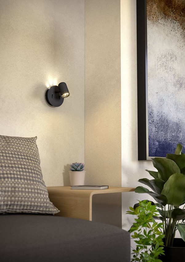 Spot en saillie - noir - 12x15x13cm - LED - 1x3,7W + 1x1W - 3000K