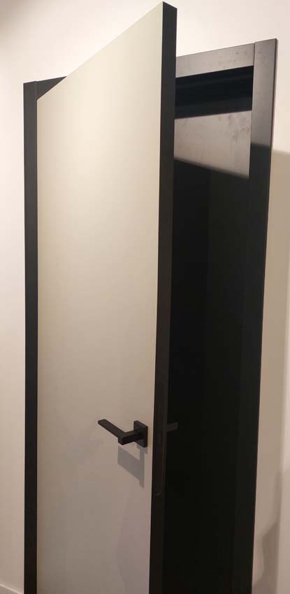 Porte intérieure complète Senso vert sage 201,5x63cm aggloméré tubulaire réversible + châssis noir 16,5cm