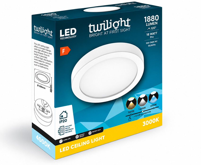 Plafondlamp - wit - LED - 1x18W - CCT
