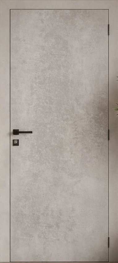 Porte intérieure complète Industrial gris béton 201,5x78cm tubulaire réversible + châssis 17cm