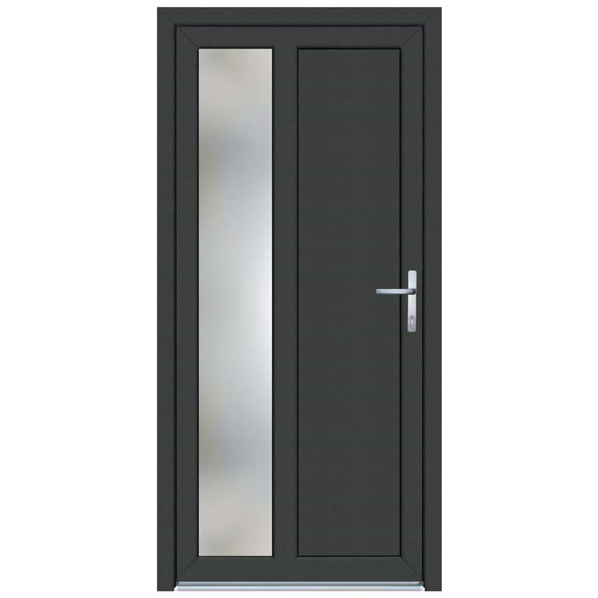 Porte extérieure Lumeo PVC vitrage mat anthracite/blanc 1000x2000mm droite