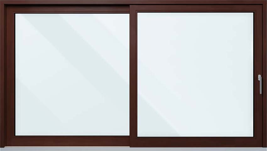 Levant-coulissant en bois Meranti Ribe Lapacho D>G L3000 x H2150 mm