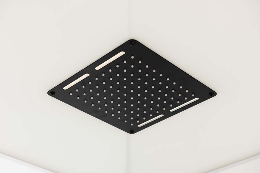 Cabine de douche Phoebe quart de rond noir/blanc avec porte coulissante 90x90x217cm Cabine de douche Phoebe quart de rond noir/blanc avec porte coulissante 90x90x217cm