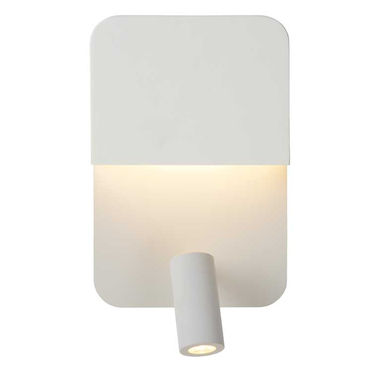 Lucide BOXER - Wandlamp - LED - 1x5W 3000K - Met USB oplaadpunt - Wit