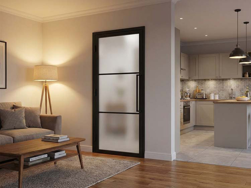 Stalen binnendeur 3W Tara  mat glas 880 x 2040 mm Rechts