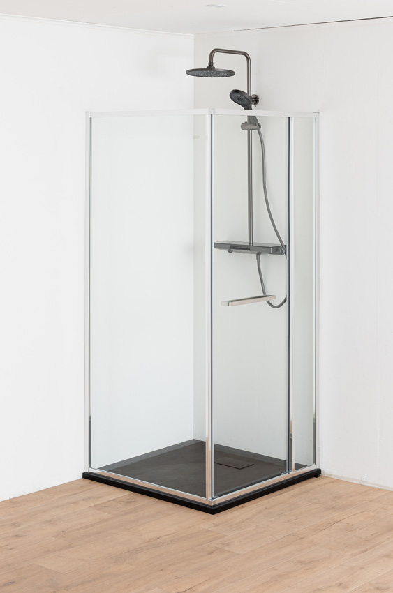 Douchehoek Ares met plaatsbesparende deur chroom 90x90x190cm