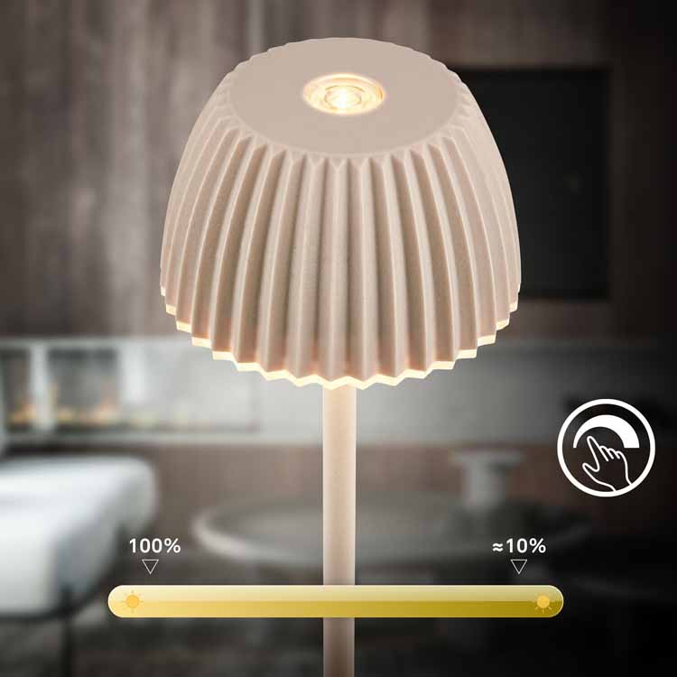 Lampe de table Valera - beige - 15.5cm - dimmable - LED - 1.5W - 2700K - IP44 - USB