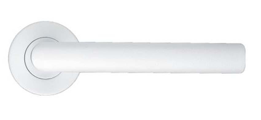 Deurkruk pro I shape wit structuur rond 19mm set met rozetten zonder sleutelplaat