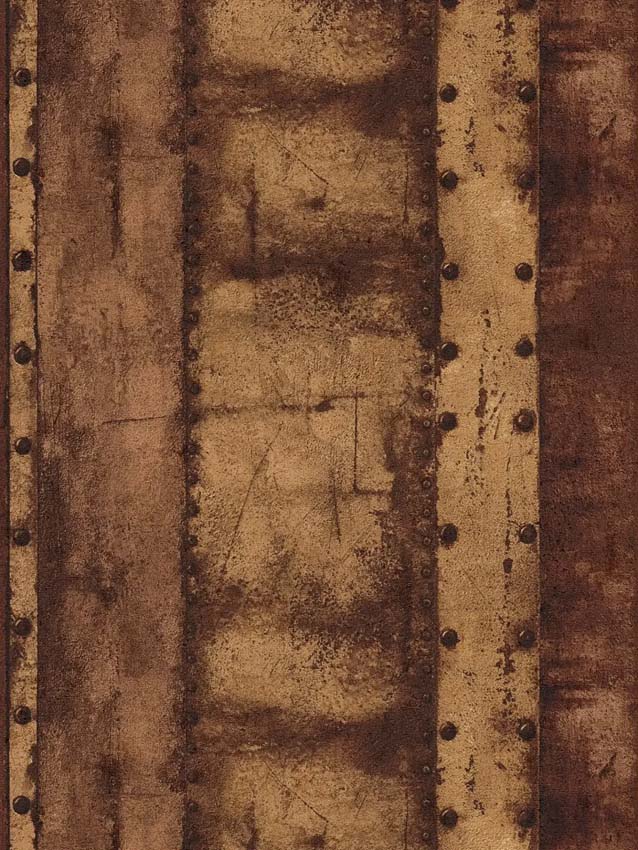 Vinyle sur papier peint intissé plaque cuivre + rivets 0,53x10m