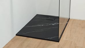Douchebak Moby SMC mat zwart marmerlook 120x90cm