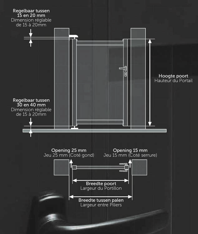 Enkele draaipoort Havana aluminium zwart 100x175cm - met horizontale lamellen, inclusief beslag