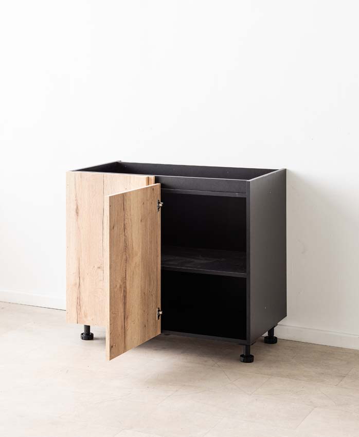 Armoire de cuisine d'angle Plenti chêne/noir 112cm gauche