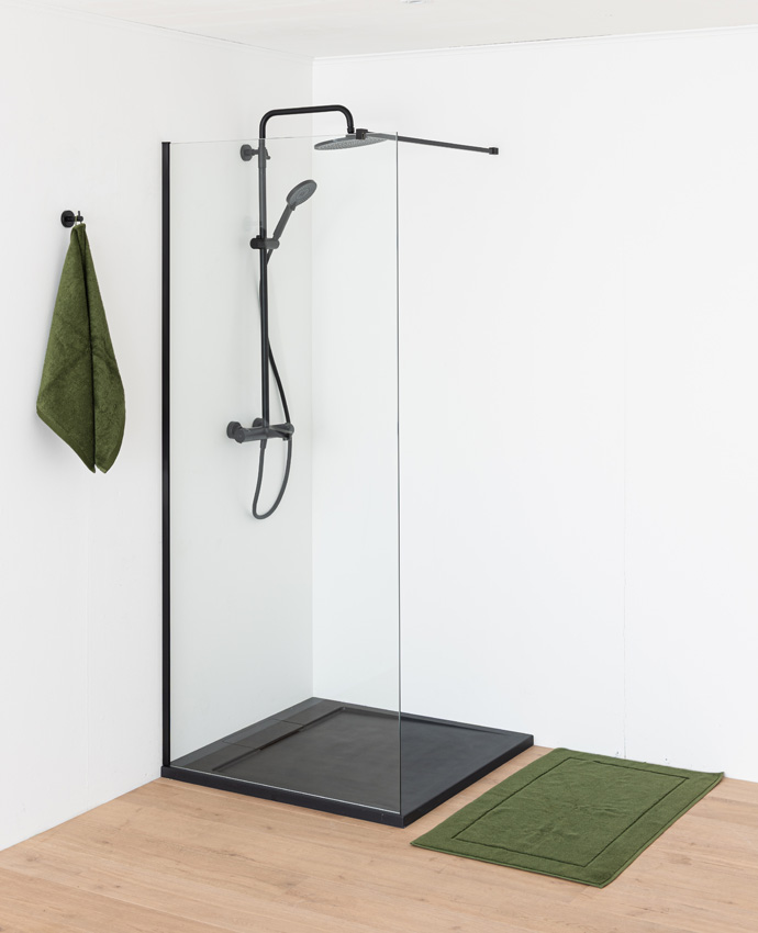 Receveur de douche Akon polybeton noir mat 90x90cm