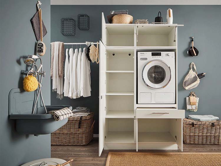 Wasmachine kast Decowash set 9 wit 117,5x67,5x200cm