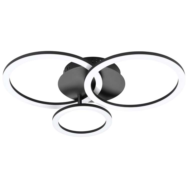 Plafondlamp LED Zwart/wit - dimbaar - 3 cirkels