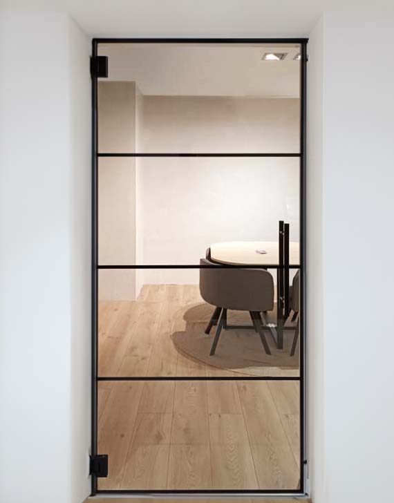 Porte intérieure vitrée complète Murano 4R 73x211cm poignée ronde noire + charnières premium