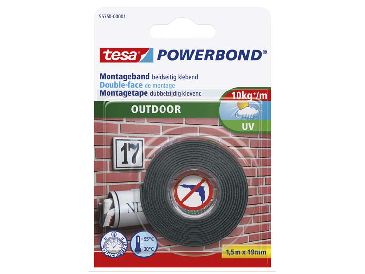Tesa ruban de montage 1,5m x 19mm gris