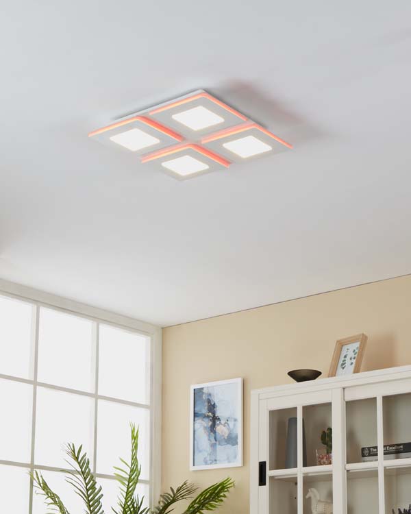 Plafondlamp - wit - 45x45cm - dimbaar - LED - 1x26,2W - 2700-6500K + RGB