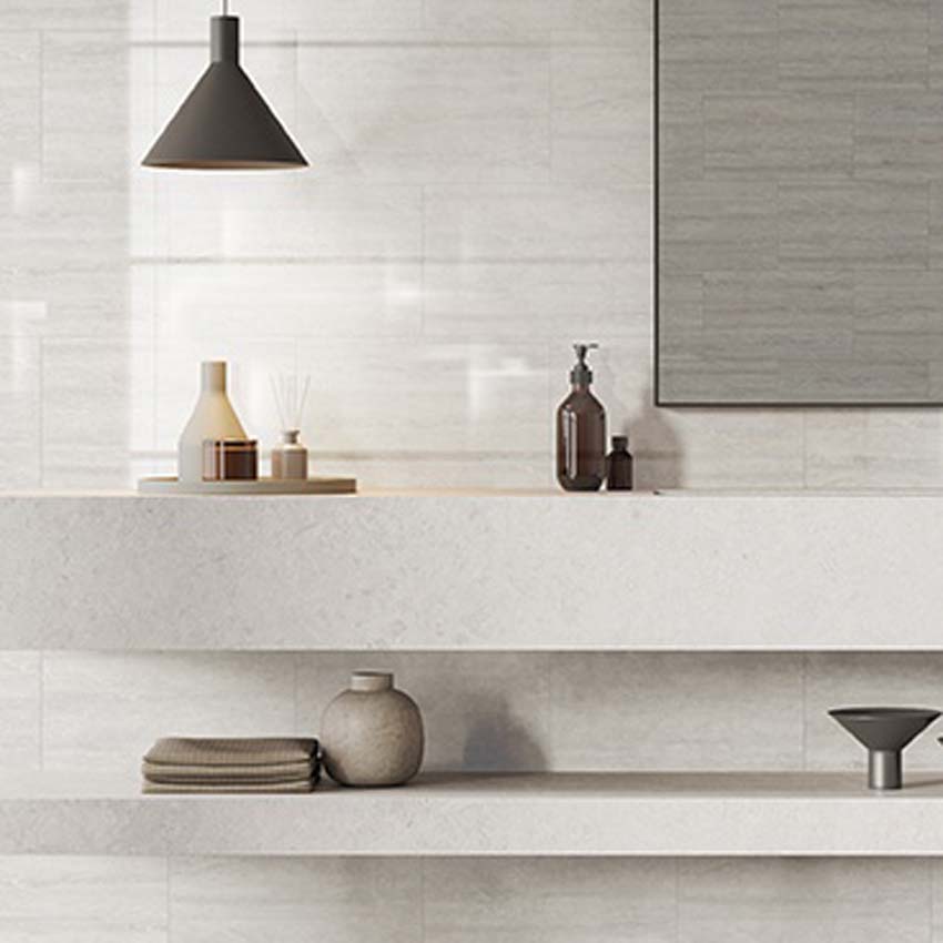 Panneau mural Dumawall+ Travis gloss marbre beige 37,5x65cm
