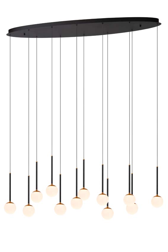 Lucide Premium Calina - Suspension - LED dimmable - CCT - 12x7W 2200K/3300K - Noir