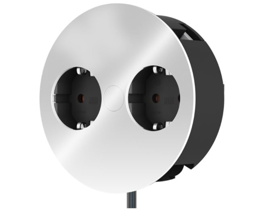 Prise encastrable Twist double aspect inox