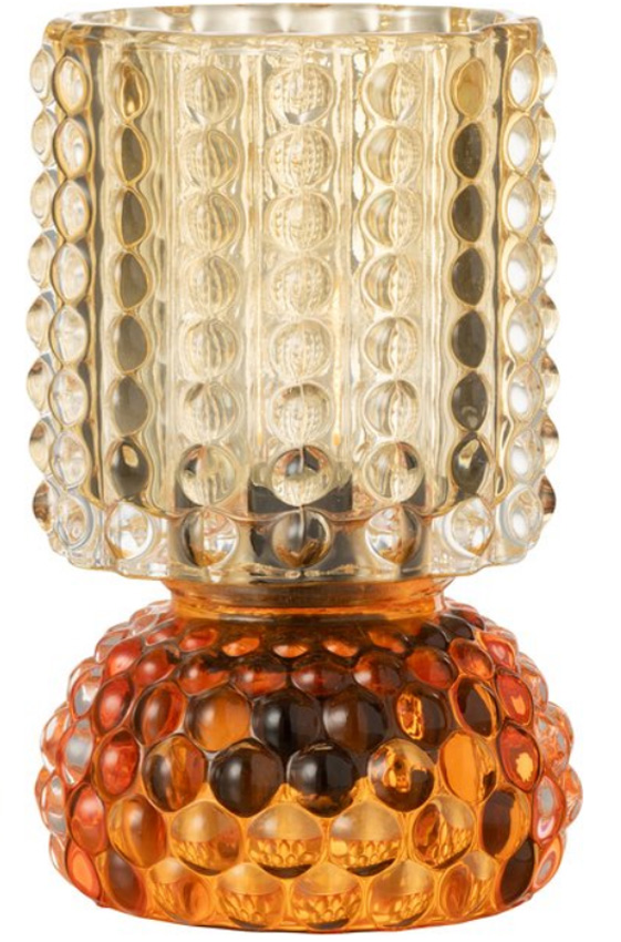 Lamp - LED - glas - geel/oranje - 10x10x16cm - 1 stuk