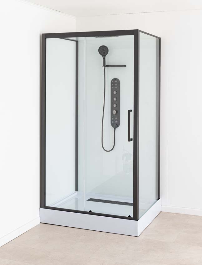 Douchecabine Amani links/rechts gunmetal schuifdeur 90x115x215cm